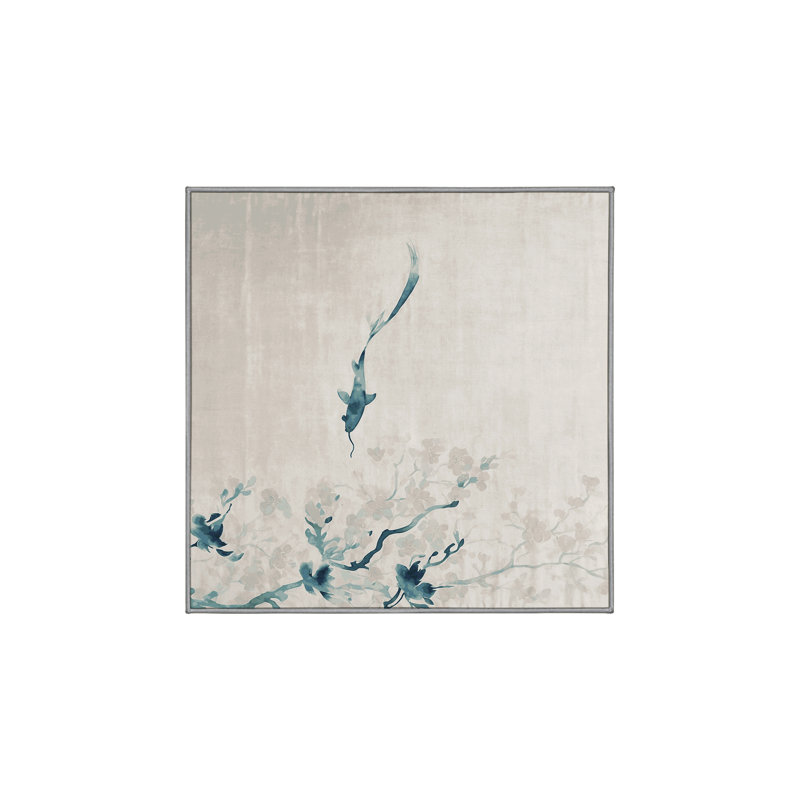 Machine Washable Gray Area Rug, Square 3'