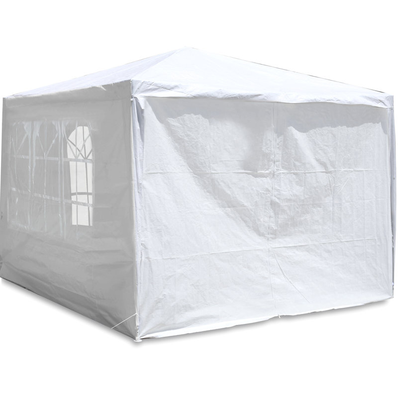 Auvent de mariage 10 pi x 10 pi pour tente de réception d'extérieur robuste + 4 murs amovibles, Blanc