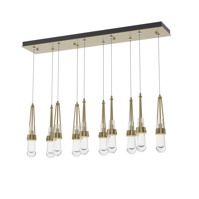 Link 10 - Light Pendant, Standard: 19" to 80", Modern Brass, Clear Glass