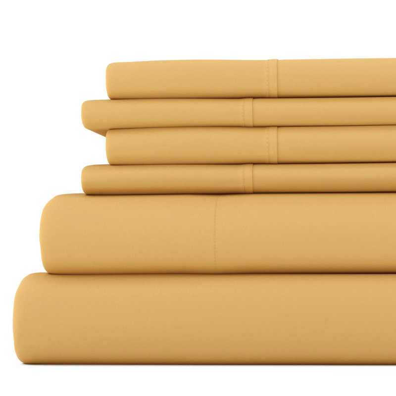 Simply Soft Brushed Microfiber Solid 6 Piece Sheet Set, Cream, Queen Sheet Set + 1 Fitted Sheet + 2 Pillowcases