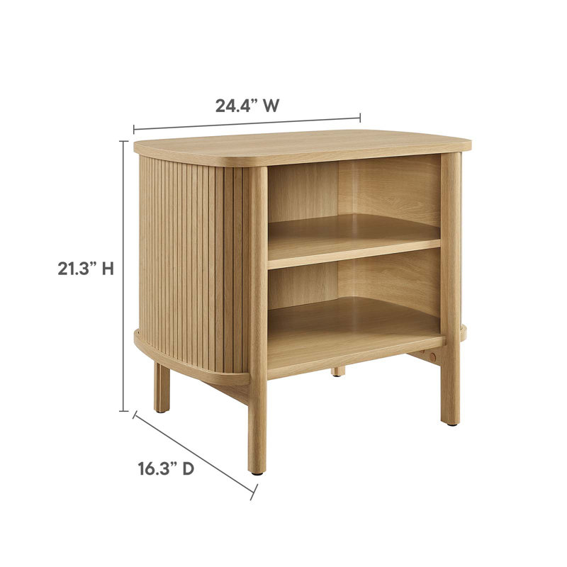 Cadence Oak Fluted Open Shelf Nightstand