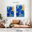 Coquelicots Harnek - Fresque moderne craquelée bleue-108251931