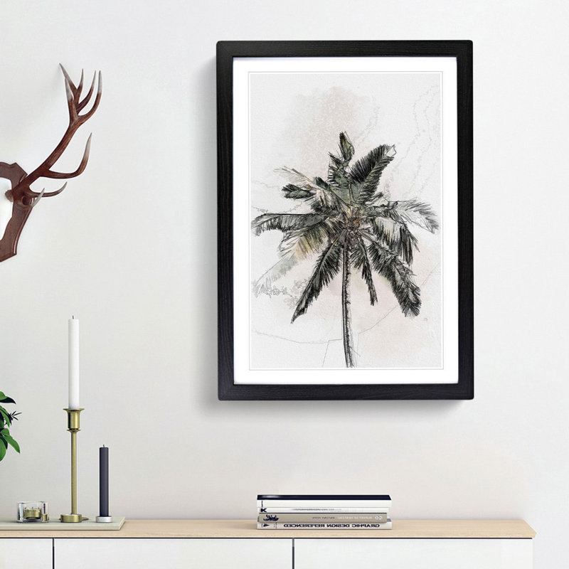 Cuban Palm Tree in Abstract - Picture Frame Graphic Art Print, 48cm H x 36cm W x 2cm D, Black Framed
