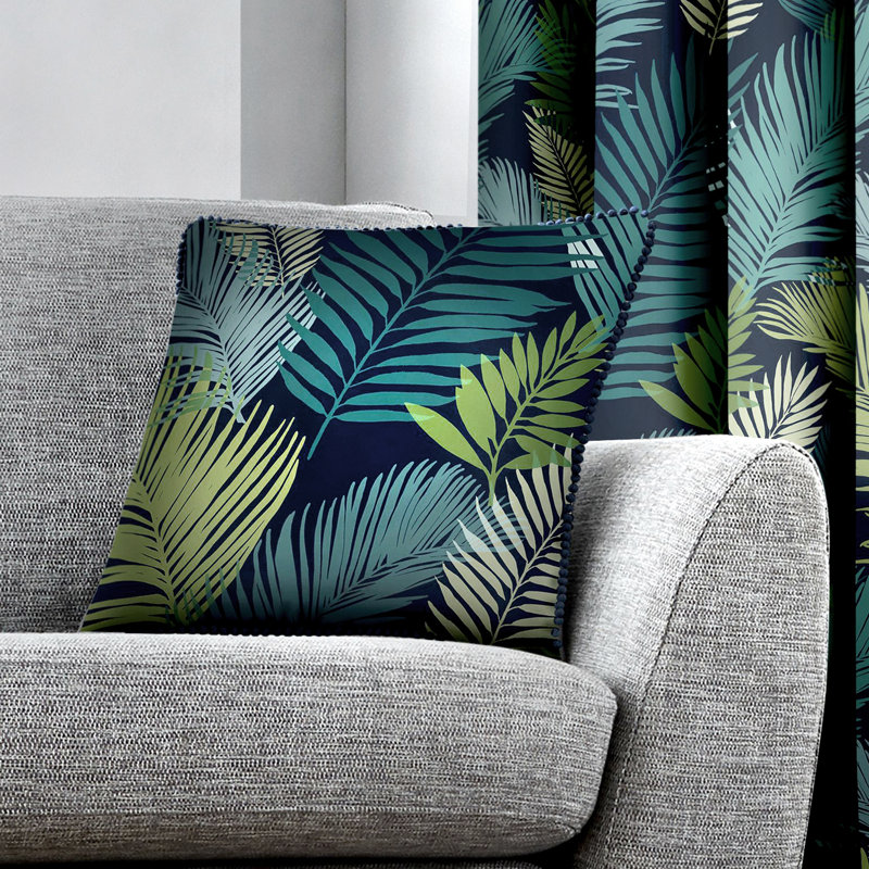 Tropical Floral Square Throw Pillow Cover, Blue