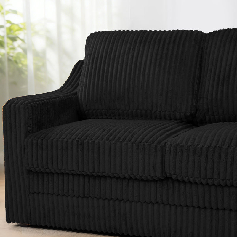 Canapé d'angle modulaire 89 po en velours côtelé avec dossiers remplis de volonté, canapé confortable en forme de L pour le salon, la maison, un appartement