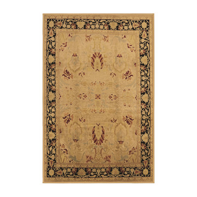 Tapis oriental en laine / polyester tissé à la machine en brun