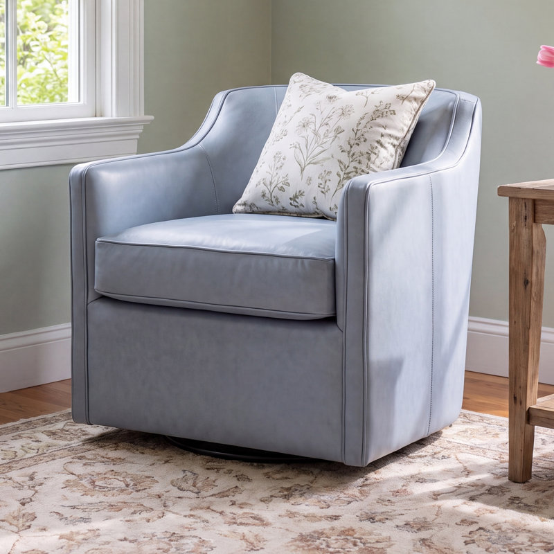 Marietta Upholstered Swivel Armchair, Steamboat Caramel Genuine Leather