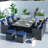 Jarhia 10 - Person Wicker Patio Dining Set with Rectangular Table , Cushions Included-71663843-72041103