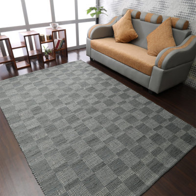 Advika HAND WOVEN JUTE ECO-FRIENDLY SOLID AREA RUGS - Rectangle | Blue Color | Contemporary Pattern | High Pile | Natural Fiber | Indoor/Outdoor