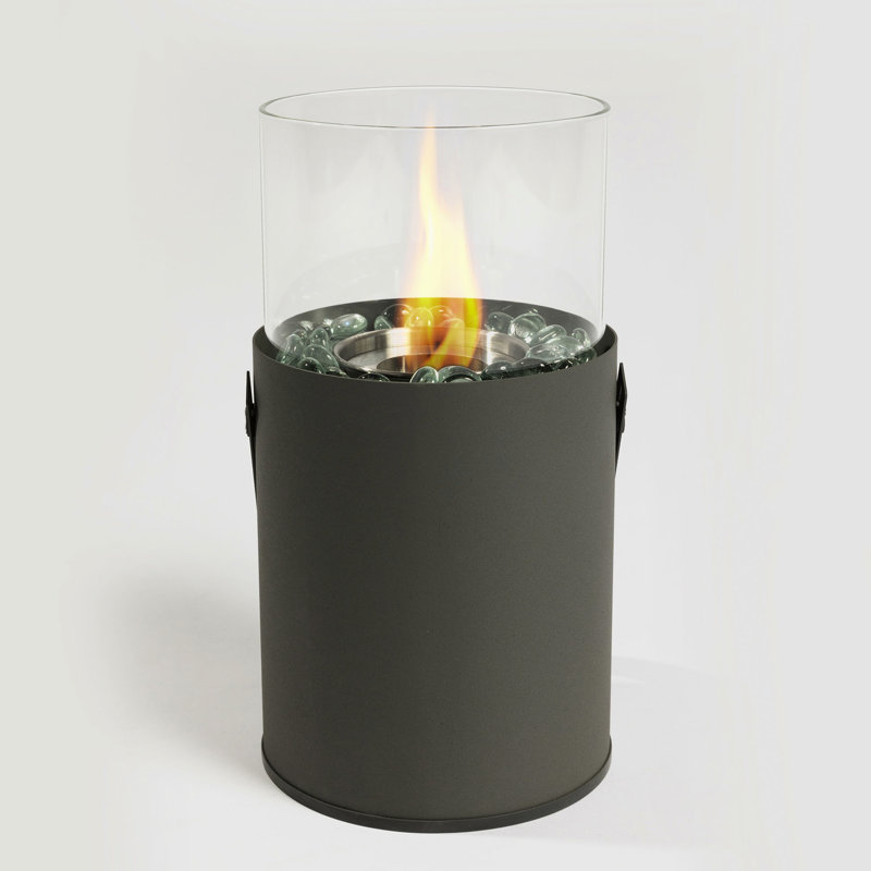 Foyer éthanol, mini foyer de table portable pour les fêtes de jardin, gris avec résistance au vent et foyer gris pot, chaleur intérieure de la fosse, outils d'extérieur de protection