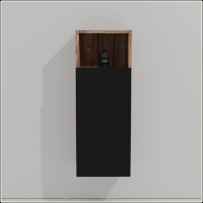 Armoire de rangement murale noire et noyer flottante, armoire de rangement murale pour petits espaces, KD