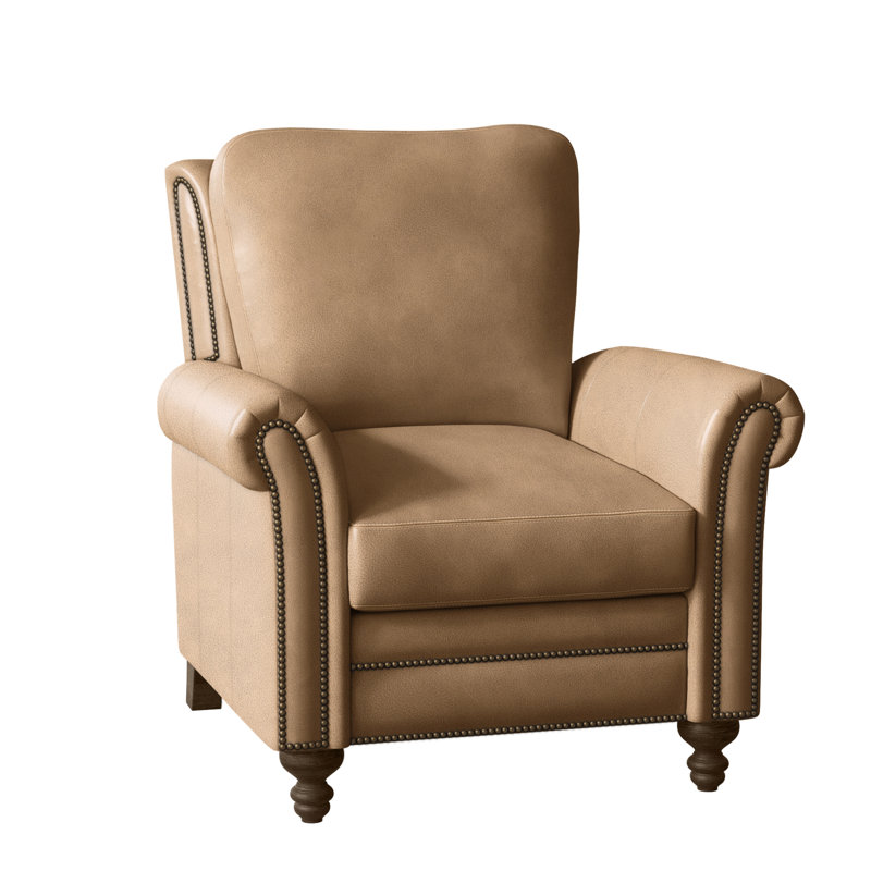 Richardson Recliner, Aline Fumo Genuine Leather, Cobblestone, French Natural