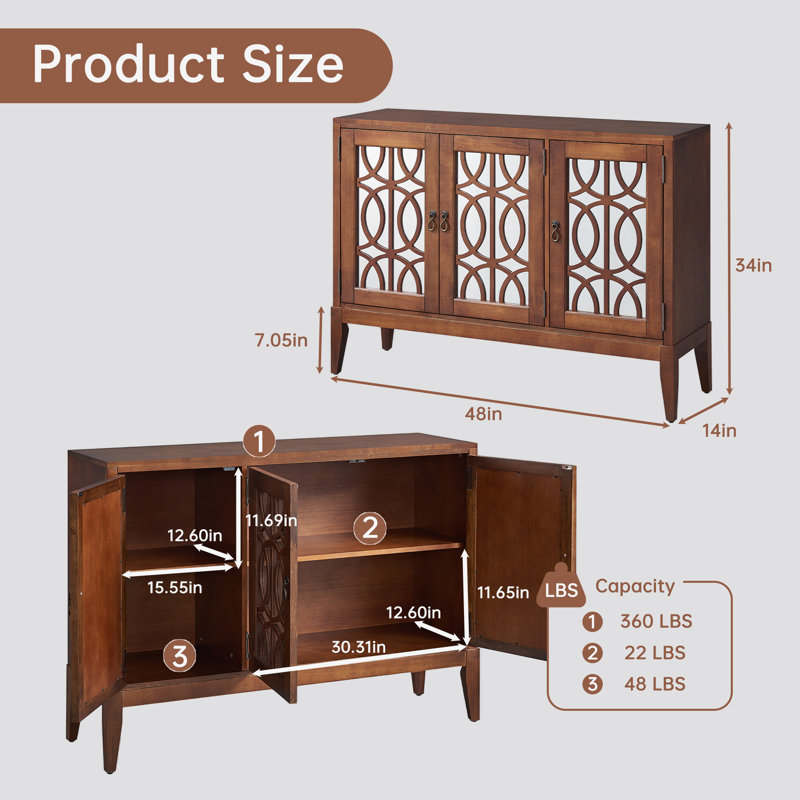 Armoire d'appoint Mid-Century 48 po