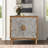 Hugdahl 30 " Wide 2-Door Flower Natural Distressed Solid Wood Accent Cabinet,Modern Farmhouse