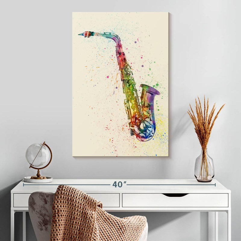 Abarca, saxophone abstrait I, H 30 po x l 20 po