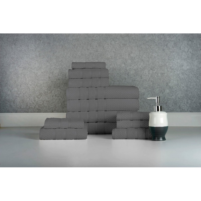Ensemble de 12 serviettes en coton de qualité égyptienne 12 pièces, Gris