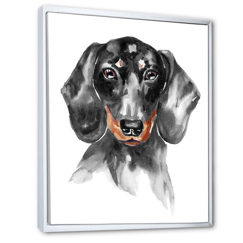 Sweepy The Dachshund I - on, H 40 po x l 30 po x P 1,5 po, Toile encadrée flottée blanche