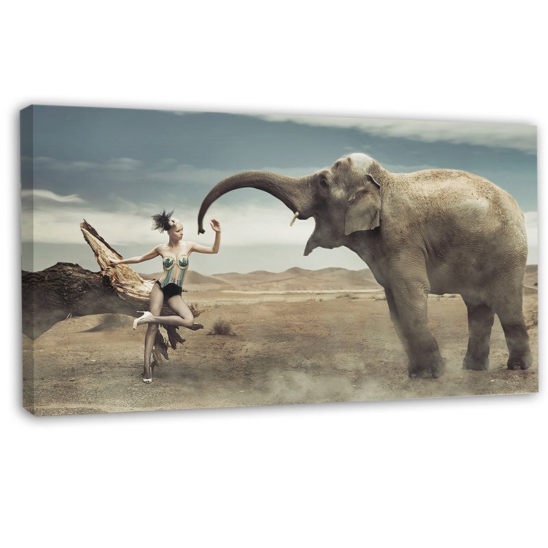 «Lady» avec impression d'éléphant, H 16 po x l 32 po x P 1 po