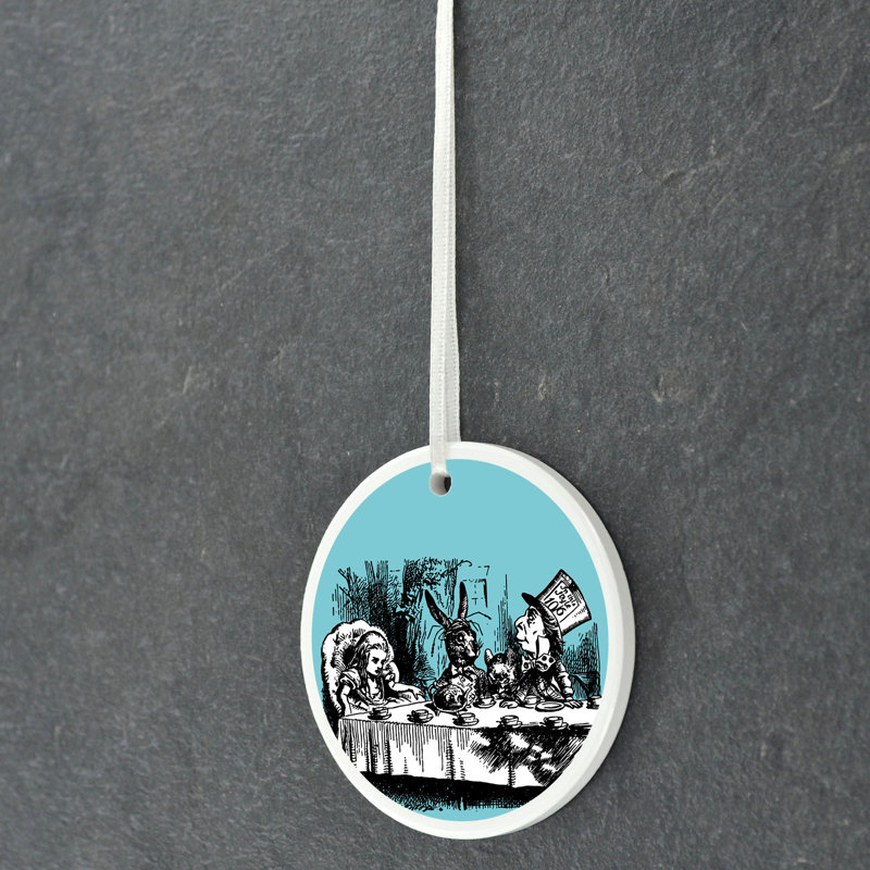 Tea Party Alice In Wonderland Circle Shaped Ceramic Ornament Bauble