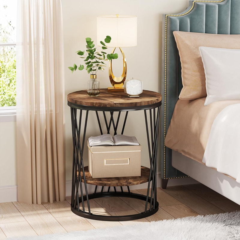 Frame End Table, Black, Brown