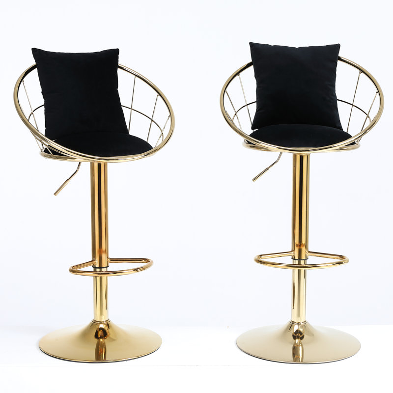 2 chaises de bar en velours noir 2 pièces, rotatives à 360 °, hauteur réglable, pour la salle à manger et les sièges, rotation à degrés, repas florissant