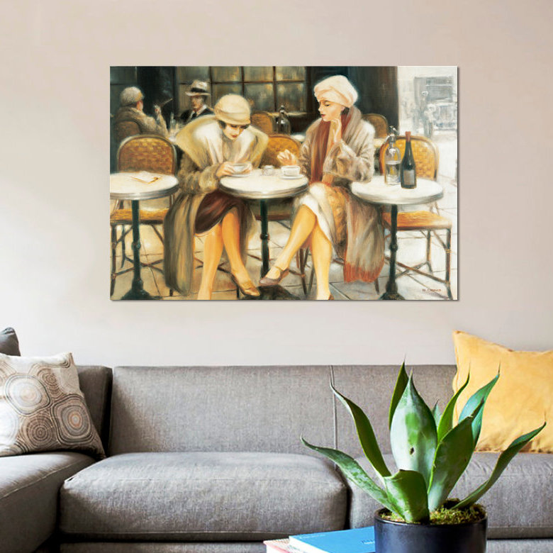 «Cafe III», reproduction sur toile, H 12 po x l 18 po x P 1,5 po, Pas de tapis, Toile tendue