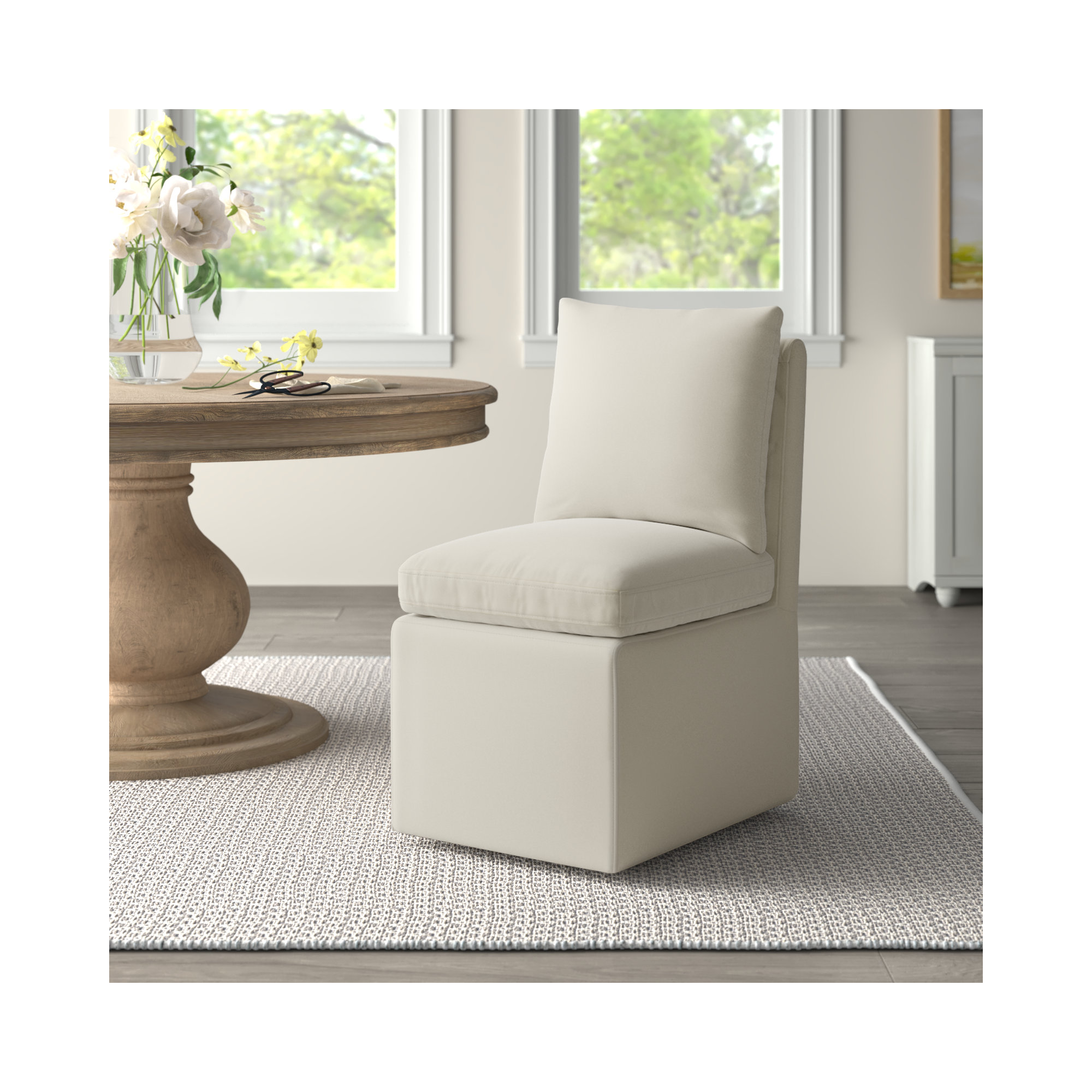 Alayaa Upholstered Side Chair, Bella Beach Performance Velvet
