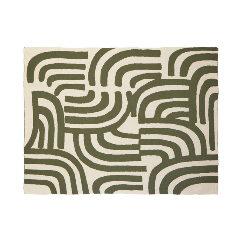 Bosie Machine Woven Throw Blanket, Beige/Green