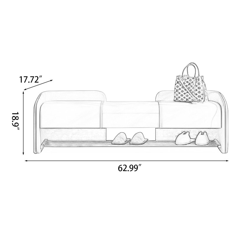 Banc de rangement rembourré pour chaussures, Beige