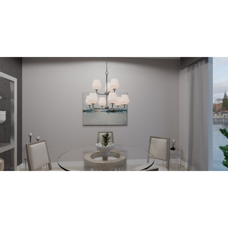 Sabeera 9 - Light Dimmable Classic / Traditional Chandelier, Brushed Nickel