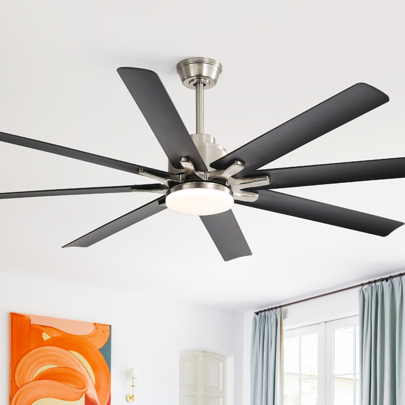 52-Inch Smart Ceiling Fan With Lights, Black, Brushed Nickel