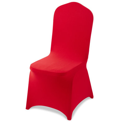 Stretch Polyester Spandex Chair Cover 50 Pack Red Washable Slipcover with Elastic Foot Pockets for Banquet Wedding Dining Armless Chair