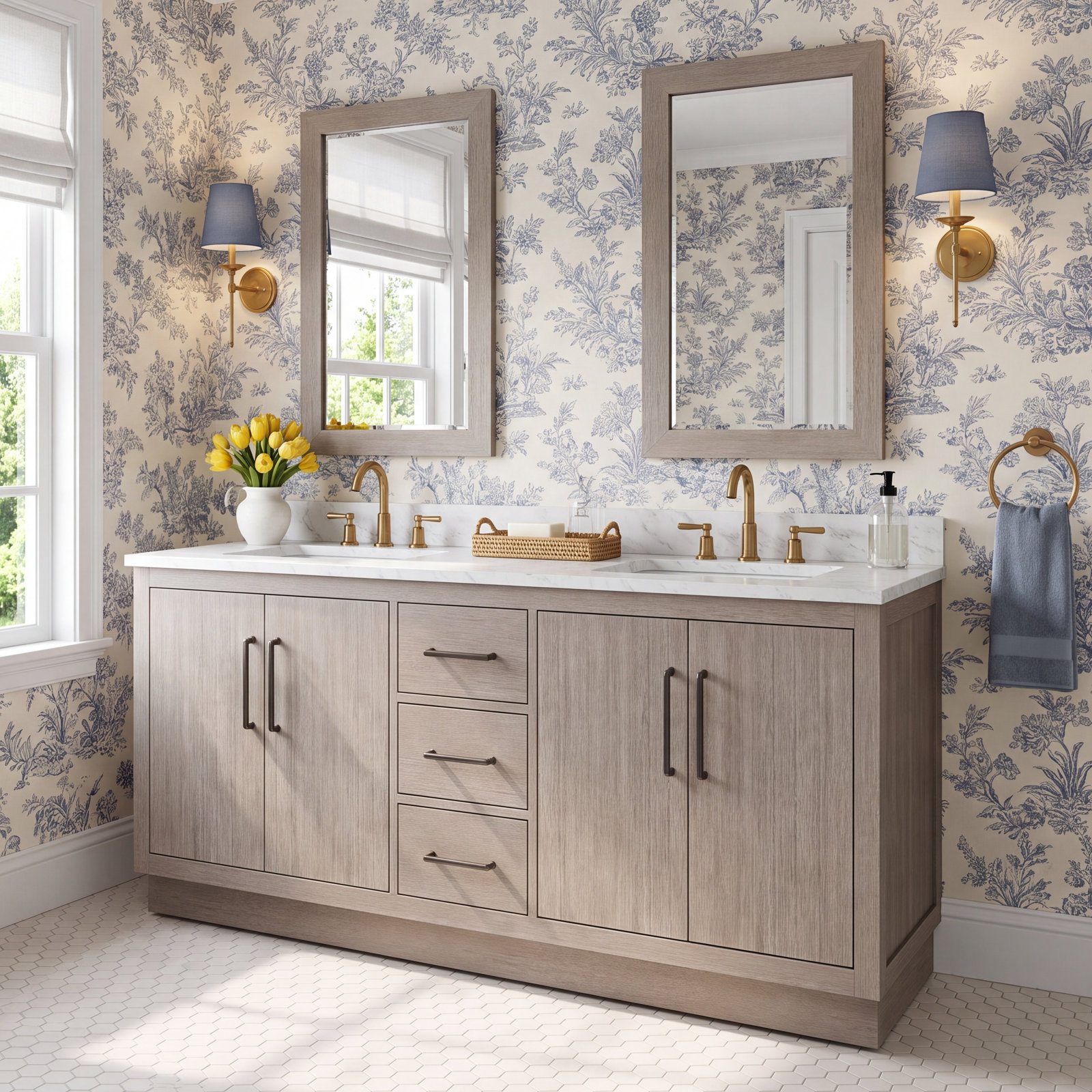 Kamila 72" Carrara Marble Double Bathroom Vanity, Oil Rubbed Bronze