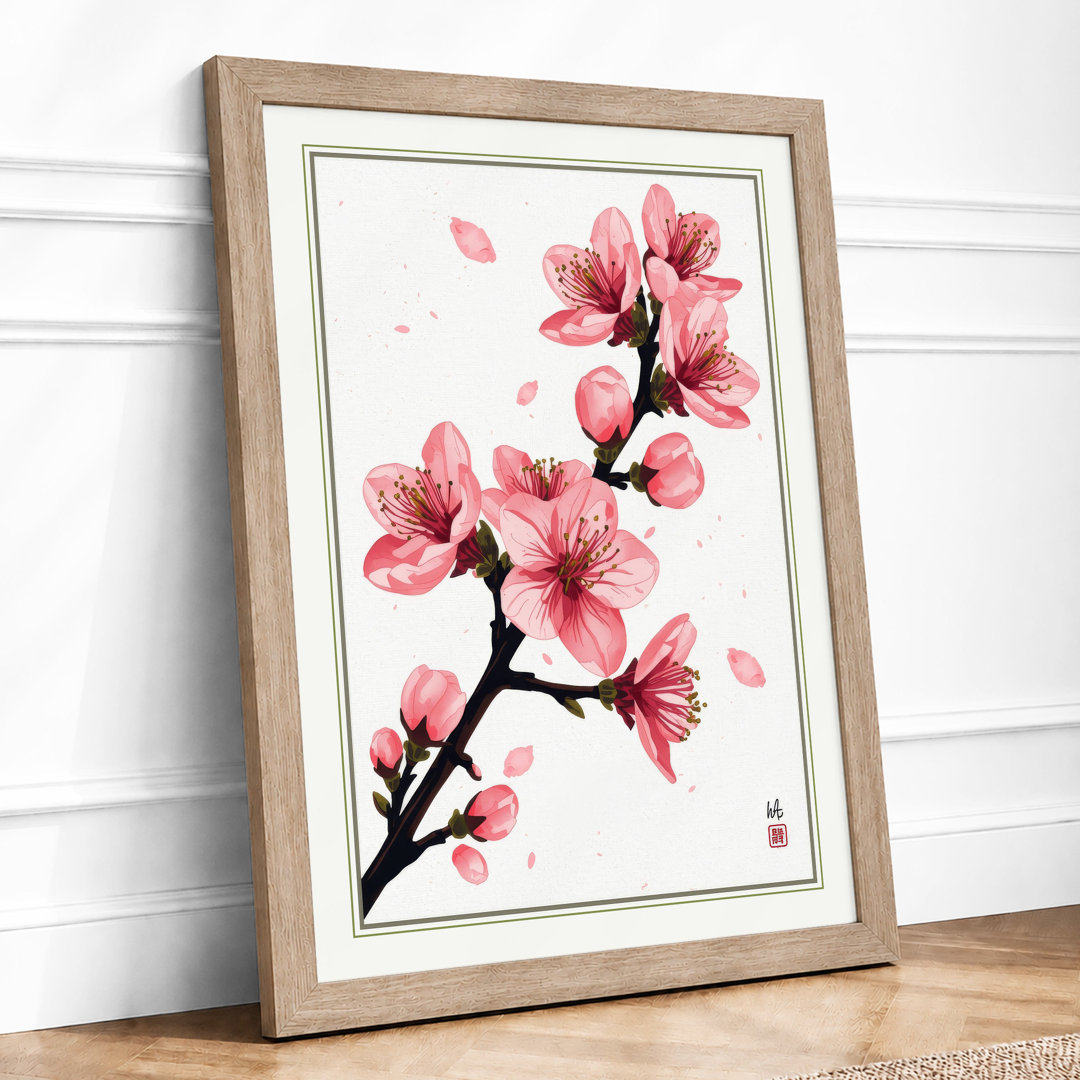 Moonlit Cherry Blossom Japandi - Framed Print