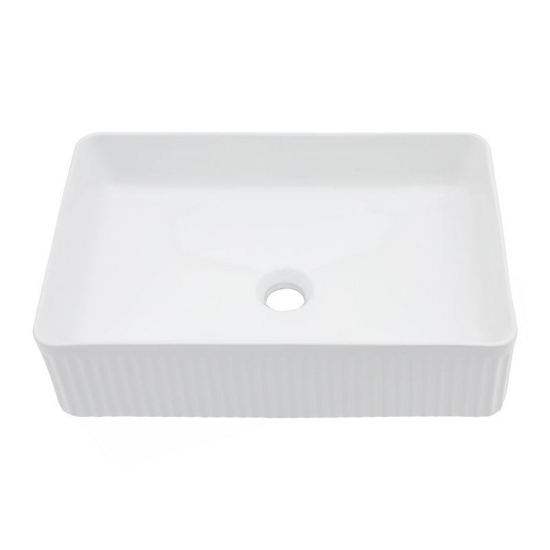19.63"x13.69" White Ceramic Rectangular Vessel Bathroom Sink