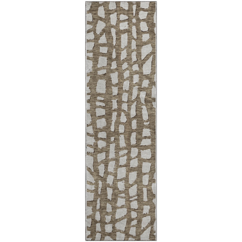 Premium Machine Washable Prisco Brown Rug, Runner 2'3" x 7'6"