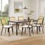 Ensemble de 2 chaises de salle à manger de style Mid-Century moderne avec dossier en rotin et structure en métal, idéal pour la salle à manger, la cuisine et le salon-376311912