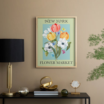 New York Flower Market Framed Print - Solid Wood