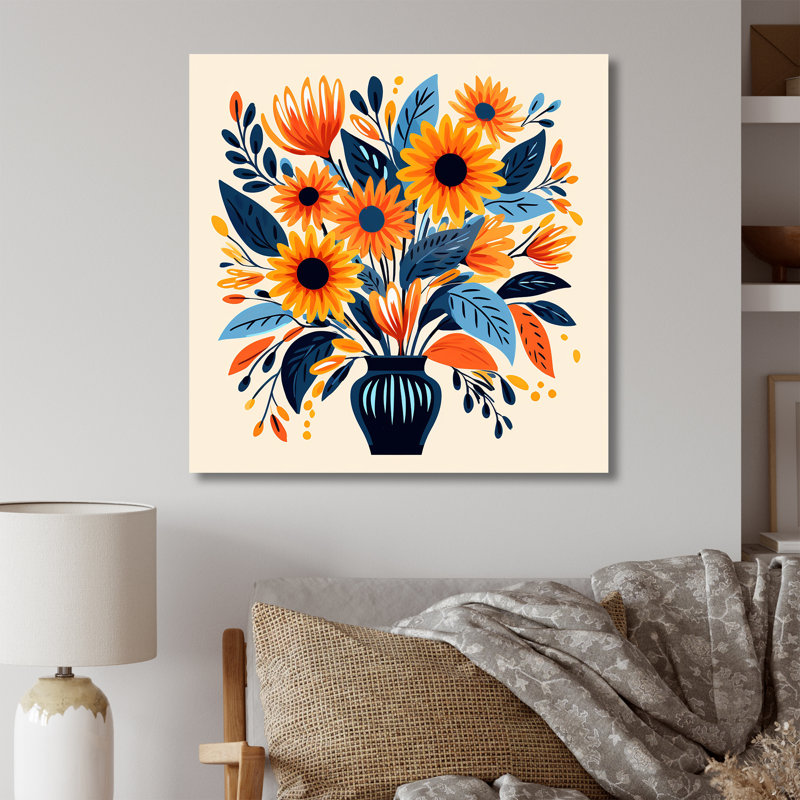 Boho jaune tournesol élégant Bouquet de tournesols II, White Picture Framed, 30" H x 30" W