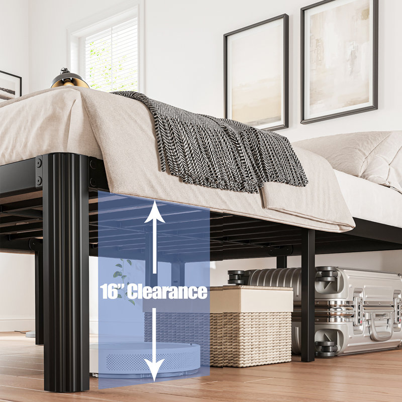 Millwood Pines Roseann 18'' Heavy Duty Steel Platform Bed Frame with Round Corners, No Box Spring Needed, Noise Free
