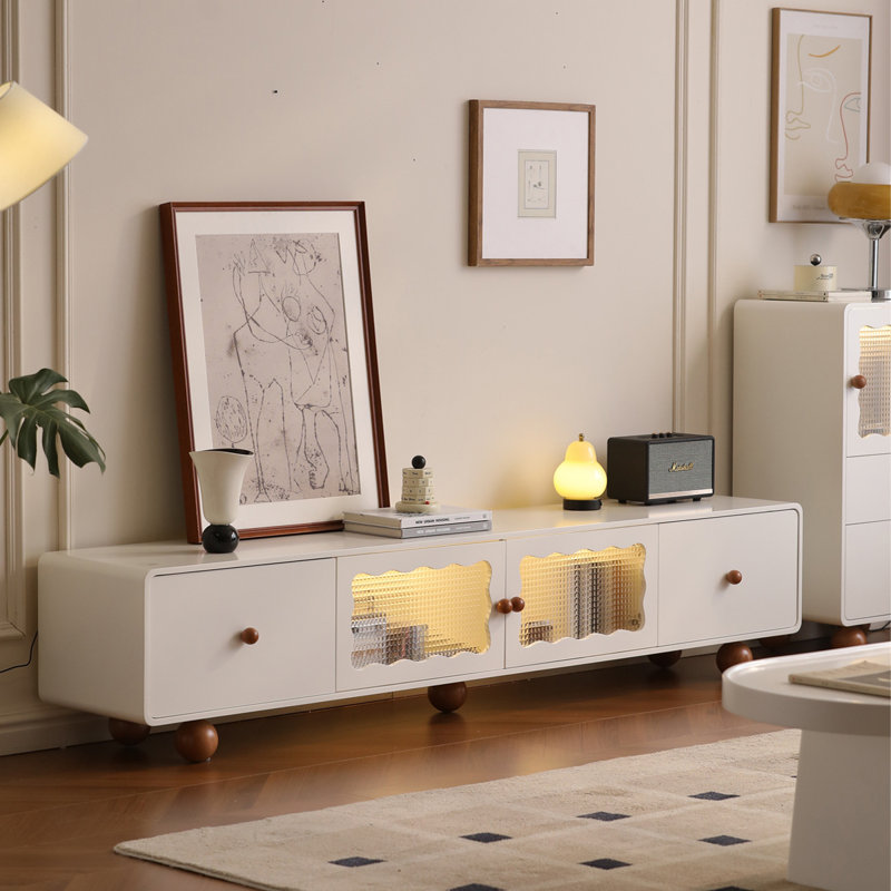 Meuble télé moderne en bois manufacturé beige, 78.74