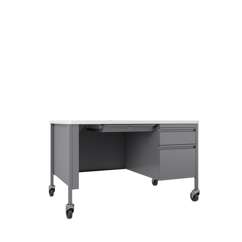 Gustavo Metal Base Computer Desk, Platinum/White