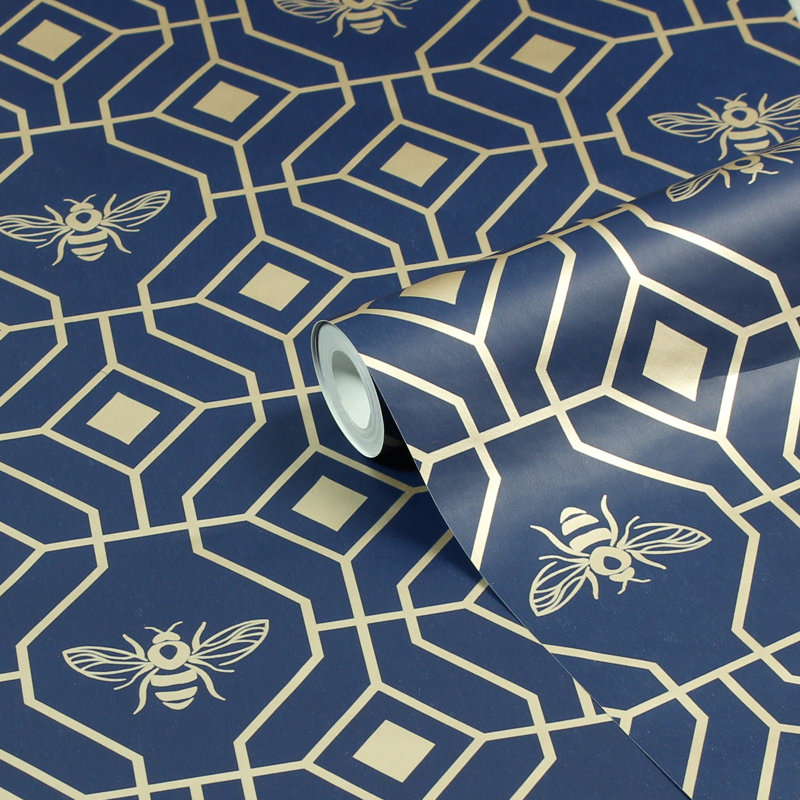 10m L x 52cm W Matte Wallpaper Roll, Dark Blue