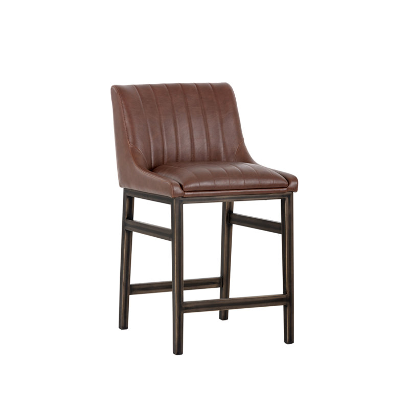 Tabouret de comptoir Hubner, Siège Bravo Cognac / cadre brun foncé, Tabouret de comptoir (siège d'une hauteur de 26 p