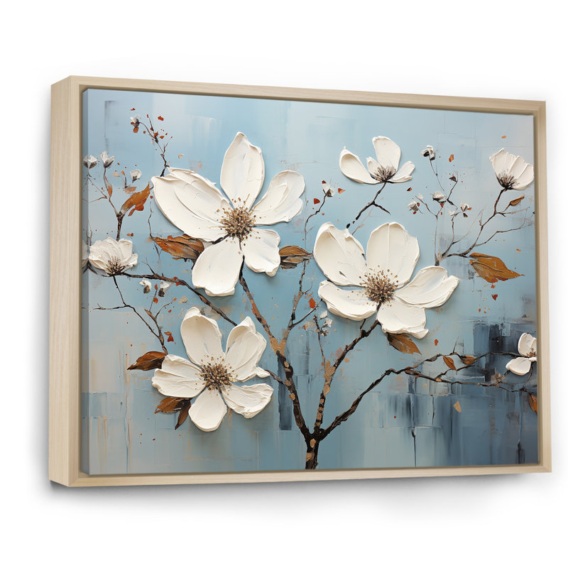 Cornouiller blanc qui fleurit tranquillité IV sur toile, H 34 po x l 44 po x P 1,5 po, Cadre naturel flottant