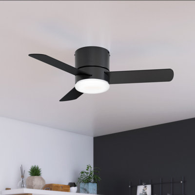 Ventilateur de plafond intérieur moderne à profil bas 3 pales 44 "avec lumière DEL intégrée et télécommande à main Minimus