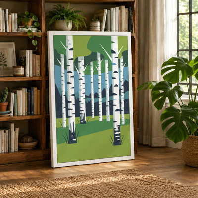 Birch Forest Mid-Century - Wrapped Canvas