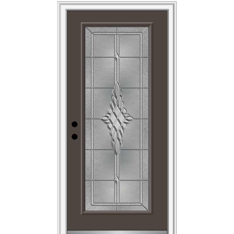 Porte d'entrée pré-suspendue en fibre de verre Grace sur les deux côtés Grace, Brun, H 80 po x l 36 po x P 1,75po