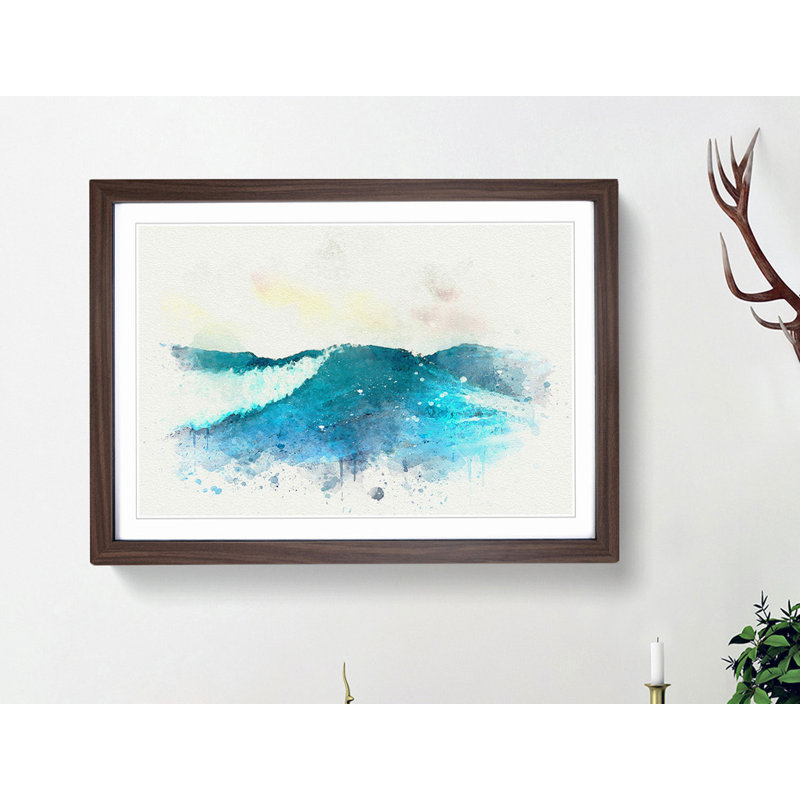 Rolling Ocean Waves in Abstract - Picture Frame Graphic Art Print, 35cm H x 50cm W x 2cm D, Walnut