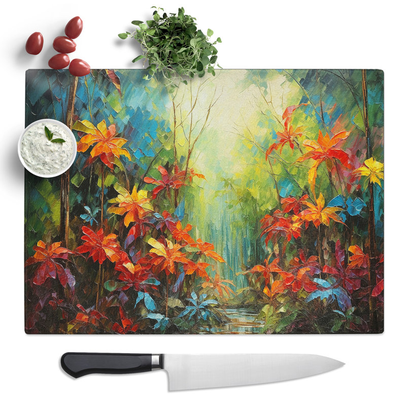 Rain Forest Palette Knife No.2  Glass Chopping Board